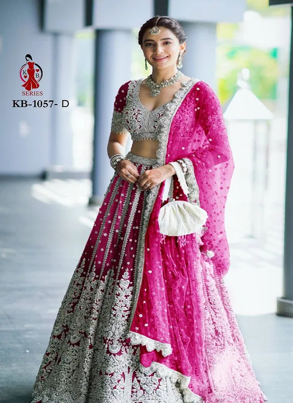 KB 1057 Desginer Heavy butterfly Net Bridal Lehenga Choli Wholesale Online